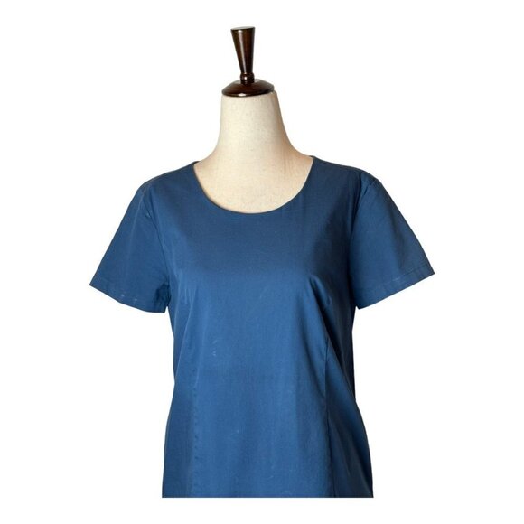 Universal Standard For‎ J Crew Blue Poplin Drop Waist Ruffle Hem Dress Size XS - Picture 4 of 11